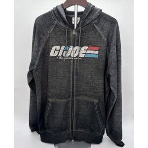 GI JOE Distressed Gray Hoodie Zip Up‎ Sweatshirt Jacket Hasbro Men's M